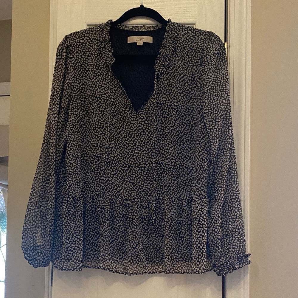 Loft Monochrome Patterned Blouse - image 1